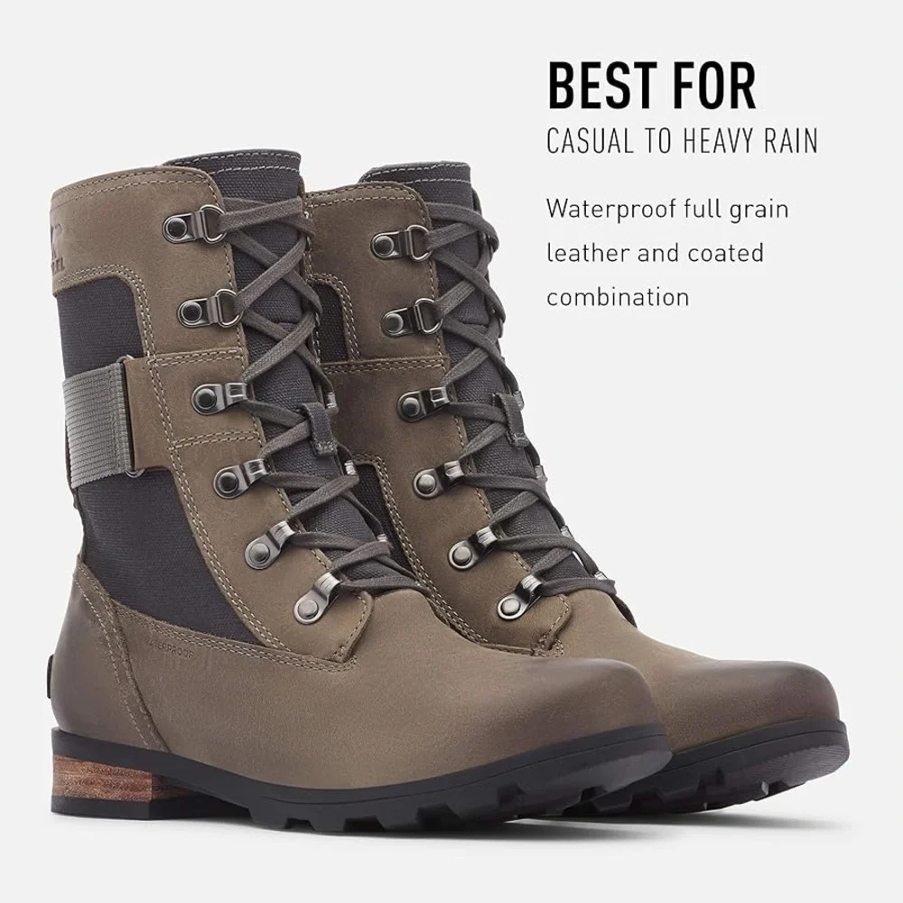 Sorel Women's Emelie Conquest Boot Light & Heavy Rain Waterproof Quarry Sz 10 - Picture 11 of 13